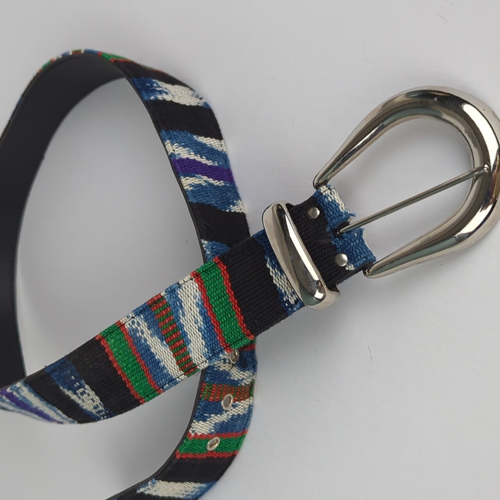 VINTAGE Multi Color Stripe Tapestry Pattern Belt